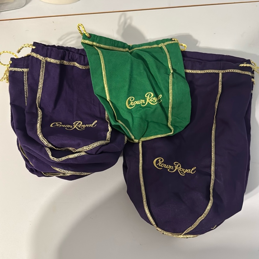 Crown Royal Purple and Green Drawstring Bags